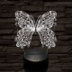 Szép, motívumos, pillangós  7 színű 3D led lámpa