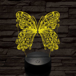 Szép, motívumos, pillangós  7 színű 3D led lámpa