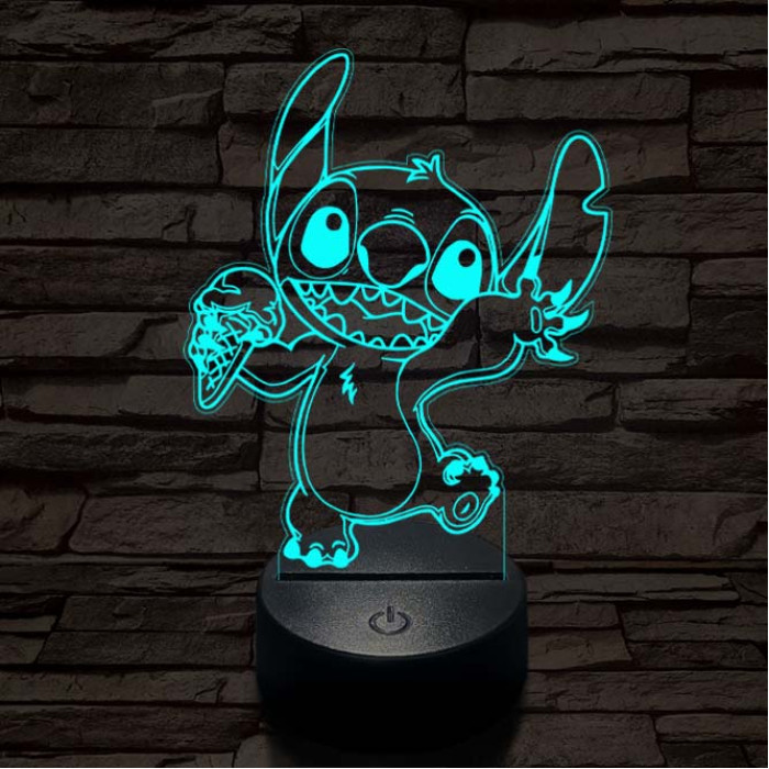 Táncoló űrkutya fagyival 7 színű 3D led lámpa