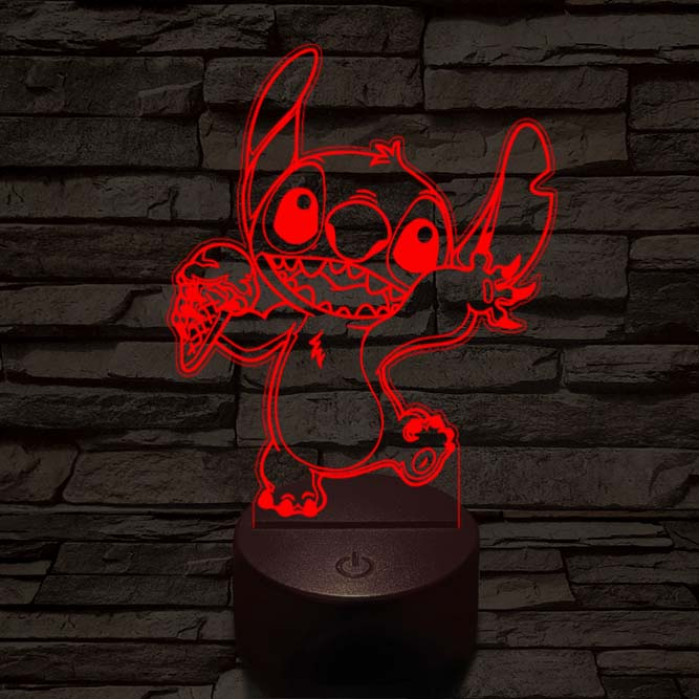 Táncoló űrkutya fagyival 7 színű 3D led lámpa