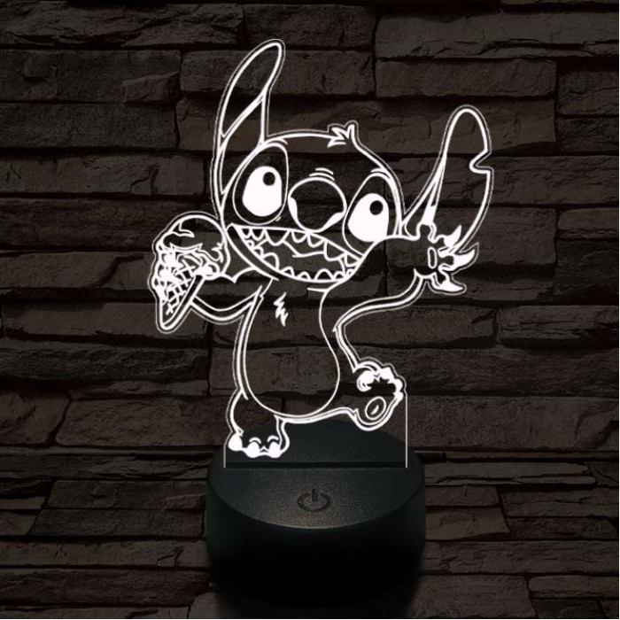 Táncoló űrkutya fagyival 7 színű 3D led lámpa