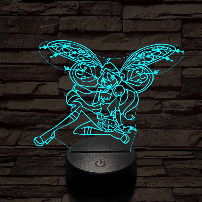 Tündér lány pihen 3D led lámpa