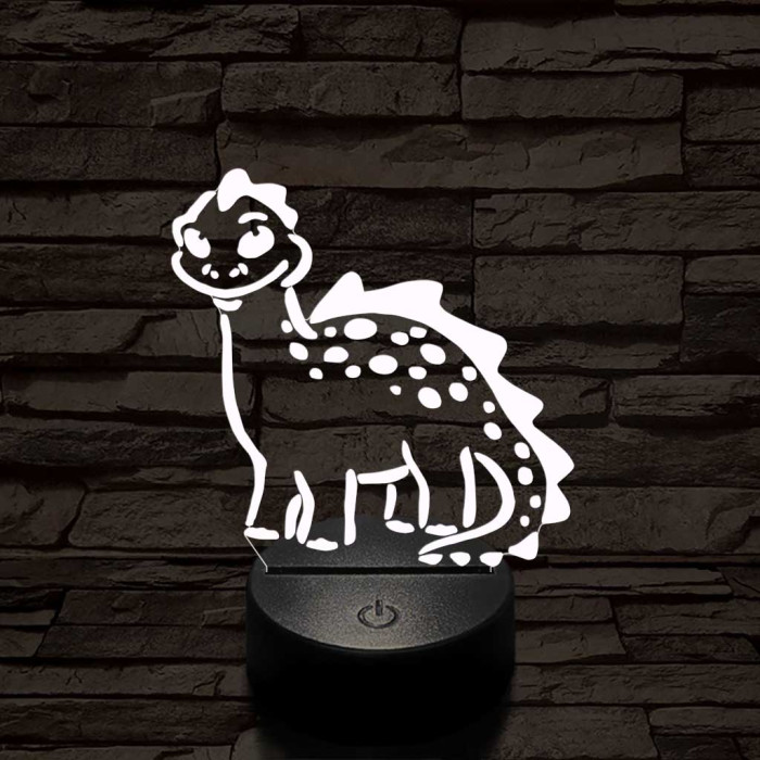 Mosolygós dínó 7 színű 3D led lámpa