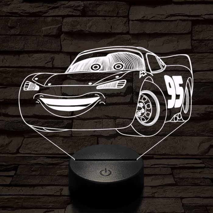 Villám McQueen 7 színű 3D led lámpa