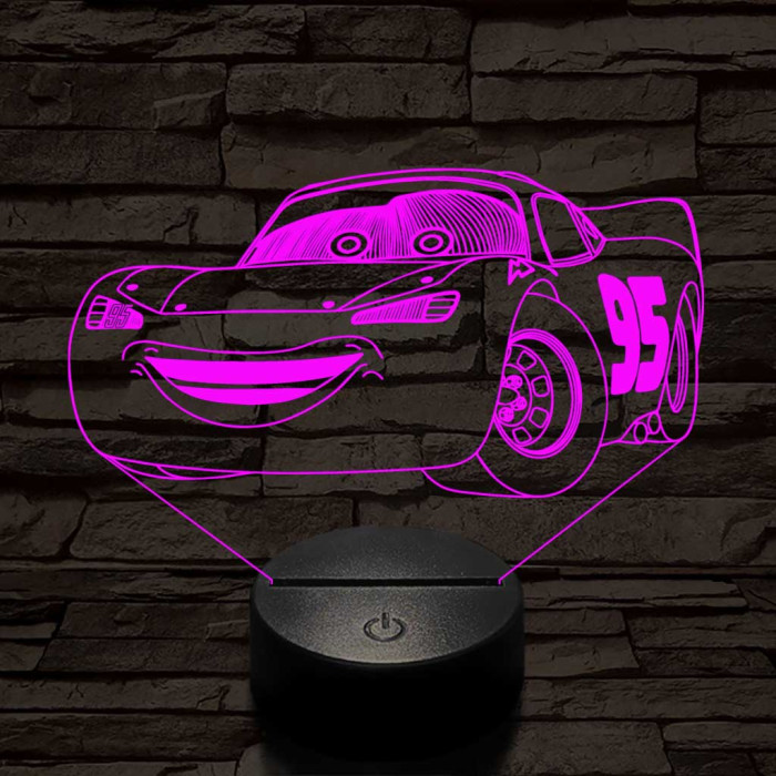 Villám McQueen 7 színű 3D led lámpa