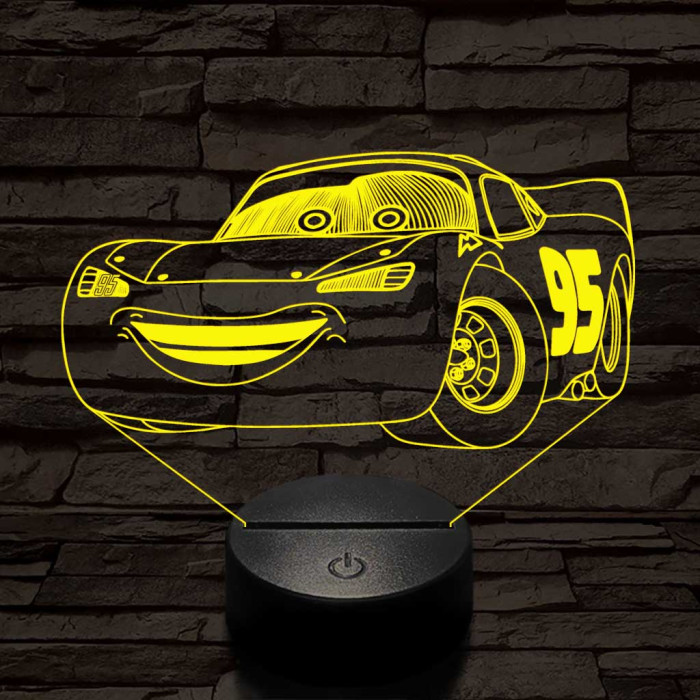 Villám McQueen 7 színű 3D led lámpa