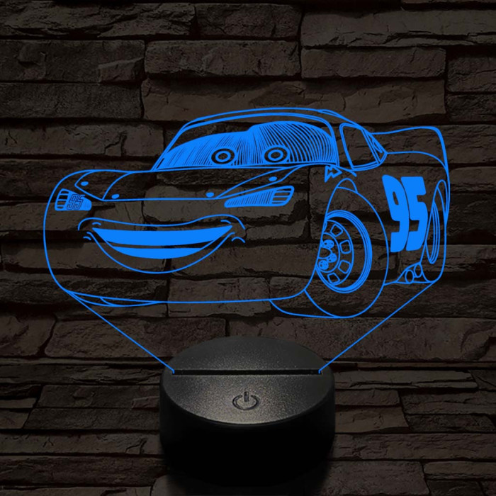 Villám McQueen 7 színű 3D led lámpa