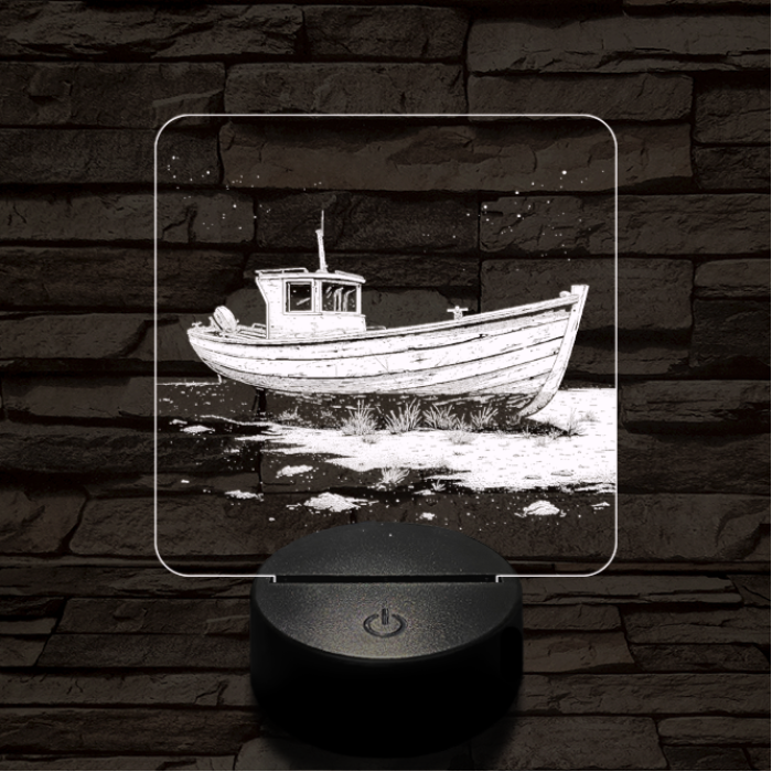 Partra vetett hajó 7 színű valósághű 3D led lámpa