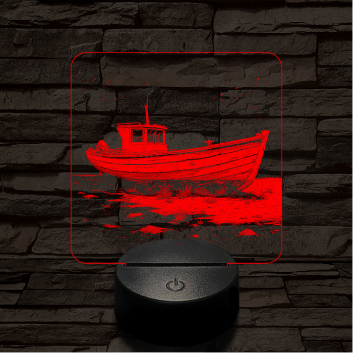 Partra vetett hajó 7 színű valósághű 3D led lámpa