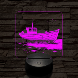 Partra vetett hajó 7 színű valósághű 3D led lámpa