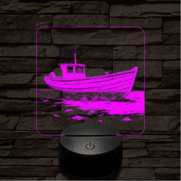 Partra vetett hajó 7 színű valósághű 3D led lámpa