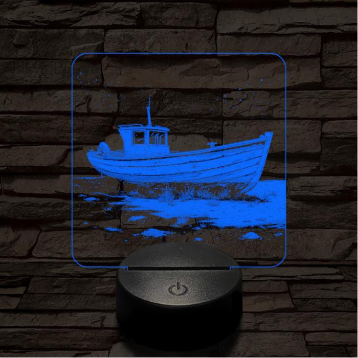 Partra vetett hajó 7 színű valósághű 3D led lámpa