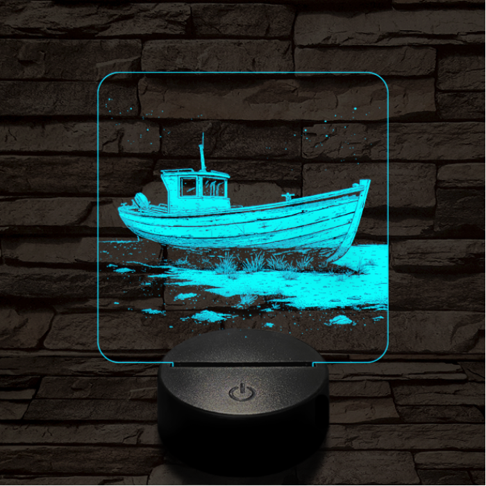 Partra vetett hajó 7 színű valósághű 3D led lámpa