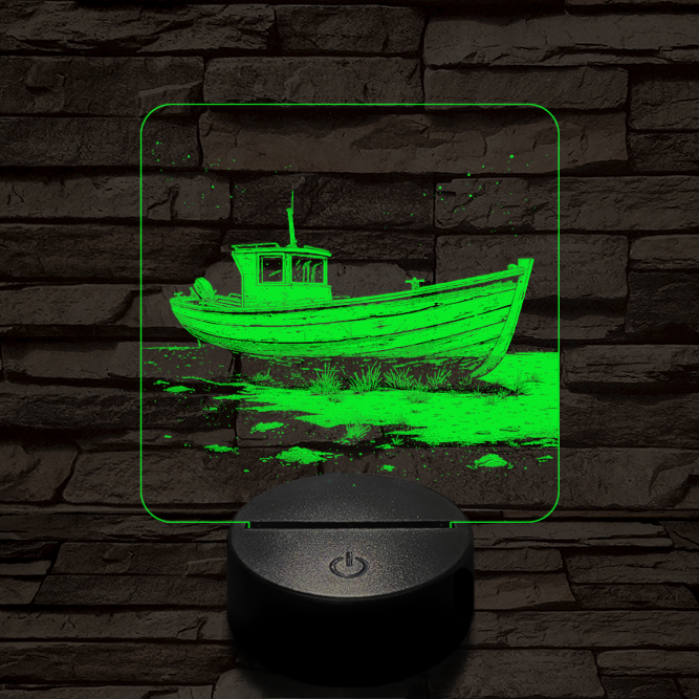 Partra vetett hajó 7 színű valósághű 3D led lámpa