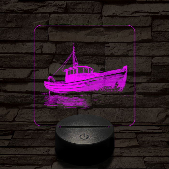 Magányos hajó 7 színű valósághű 3D led lámpa