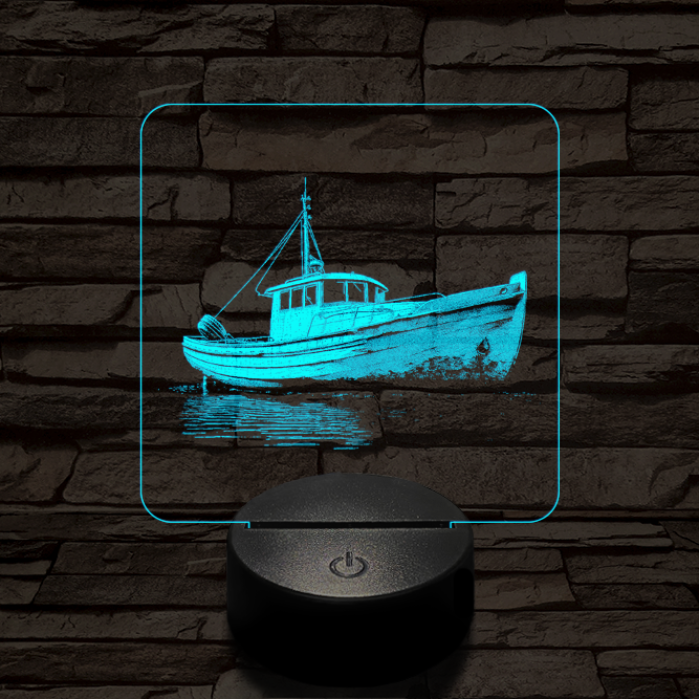 Magányos hajó 7 színű valósághű 3D led lámpa