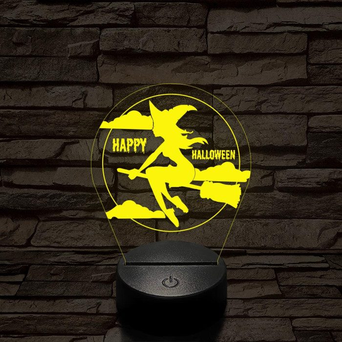 Seprűn suhanó boszi 7 színű  3D led lámpa