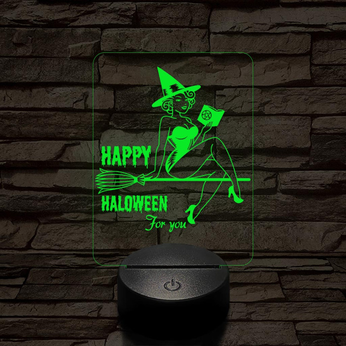 Csintalan boszorkány 7 színű  3D led lámpa