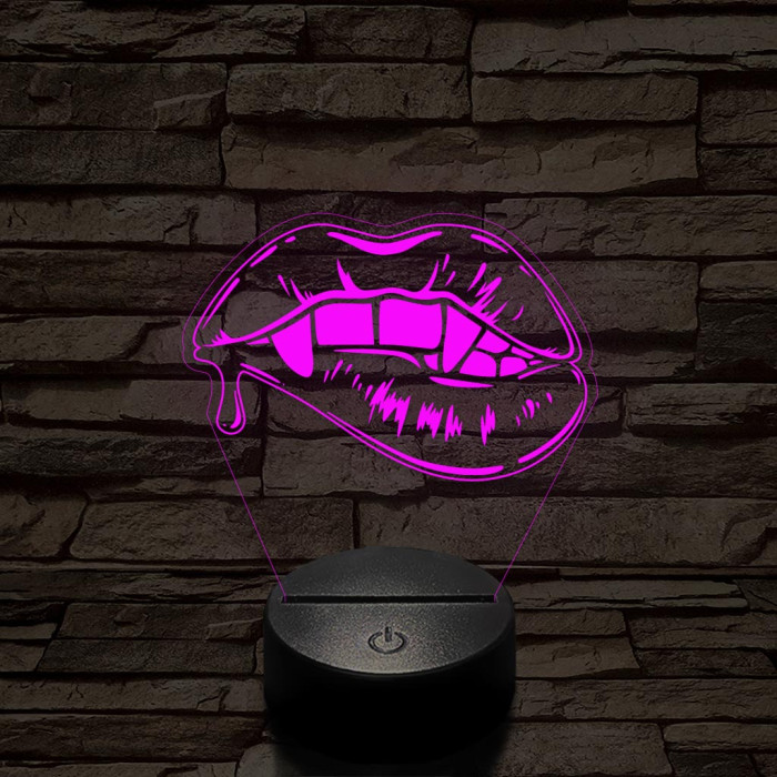 Vámpír csók 7 színű  3D led lámpa