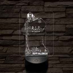 Halloween-i sírkő 7 színű  3D led lámpa