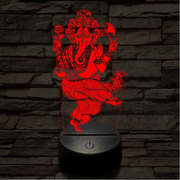 Ganesha 7 színű  3D led lámpa