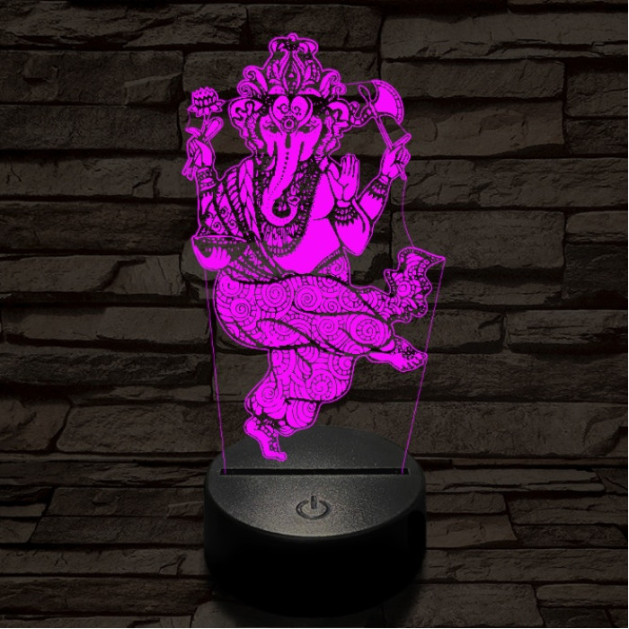 Ganesha 7 színű  3D led lámpa