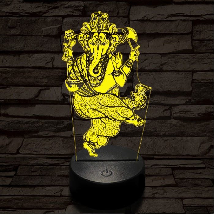 Ganesha 7 színű  3D led lámpa