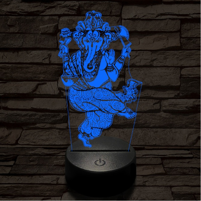 Ganesha 7 színű  3D led lámpa