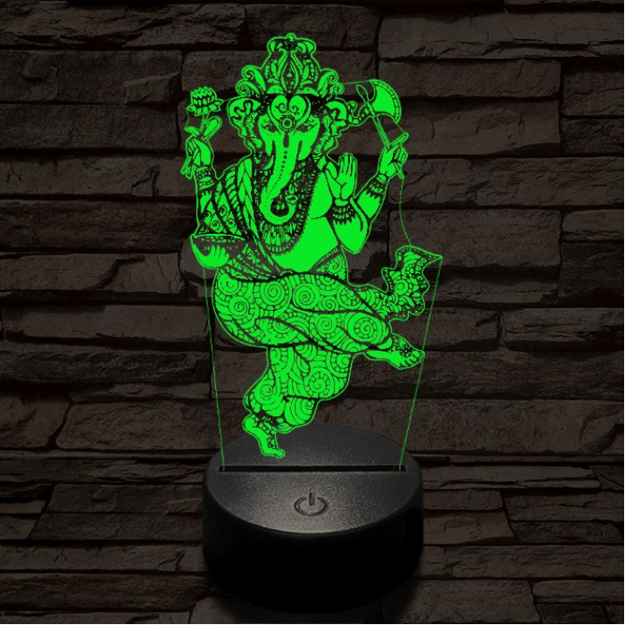 Ganesha 7 színű  3D led lámpa