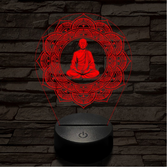 Meditáló mester 7 színű  3D led lámpa