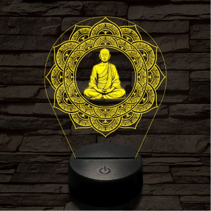 Meditáló mester 7 színű  3D led lámpa