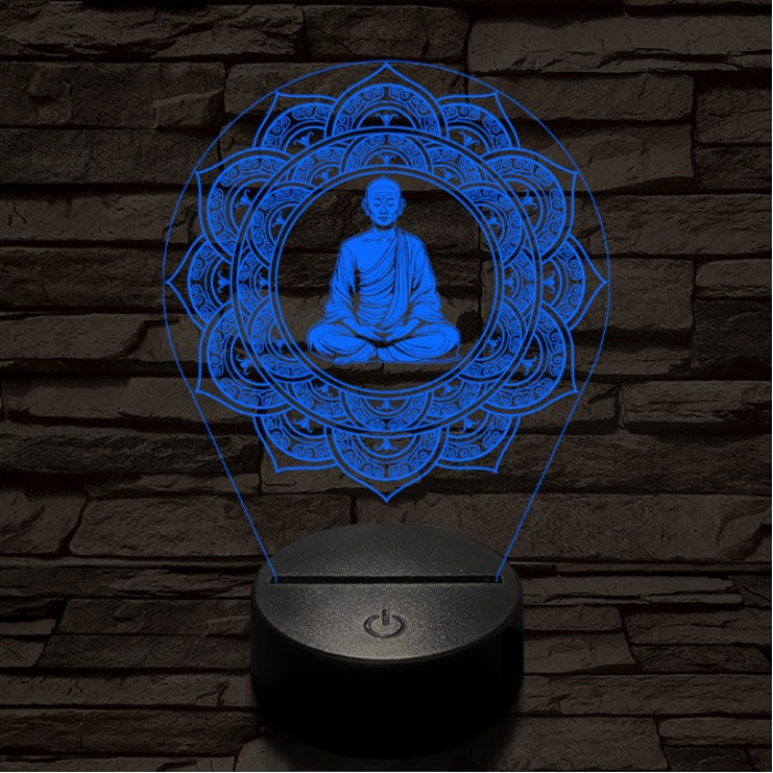 Meditáló mester 7 színű  3D led lámpa