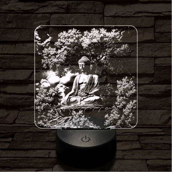 Buddha nyugalom 7 színű  3D led lámpa