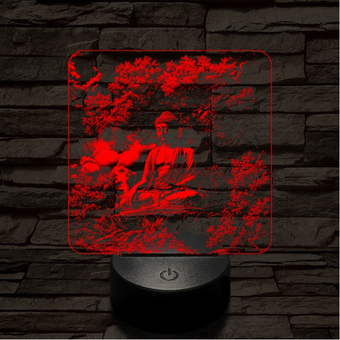 Buddha nyugalom 7 színű  3D led lámpa