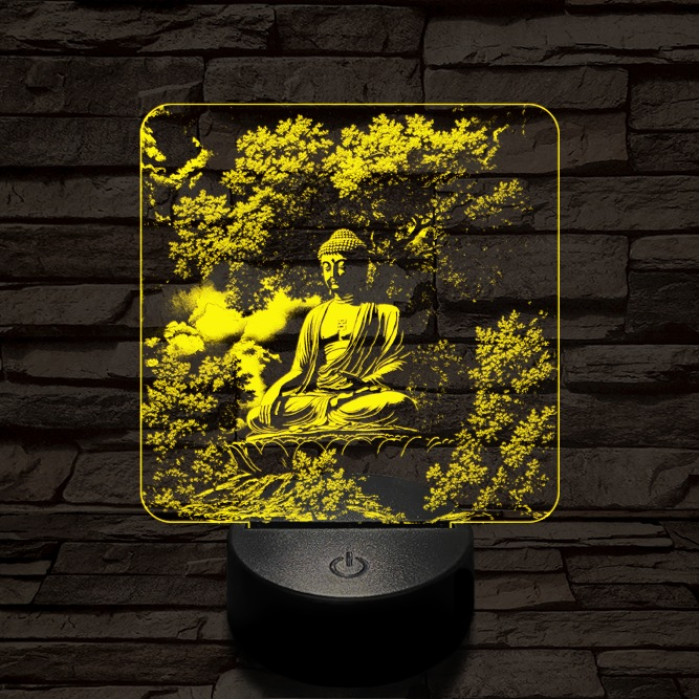 Buddha nyugalom 7 színű  3D led lámpa