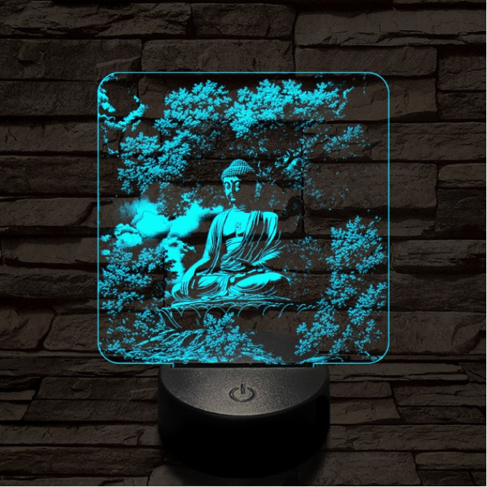 Buddha nyugalom 7 színű  3D led lámpa
