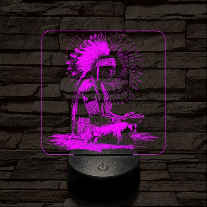 Indián rítus 7 színű  3D led lámpa