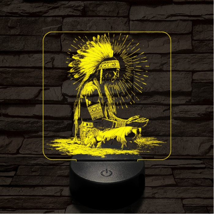 Indián rítus 7 színű  3D led lámpa