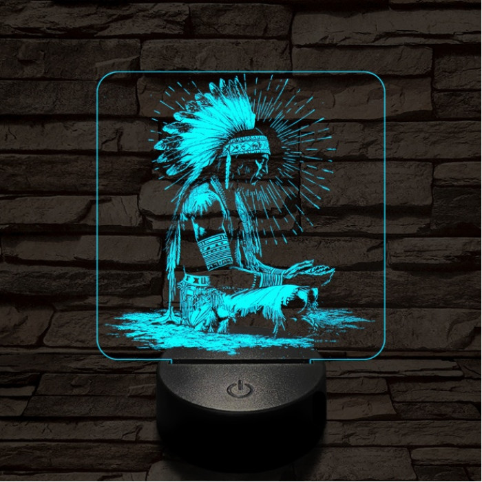 Indián rítus 7 színű  3D led lámpa