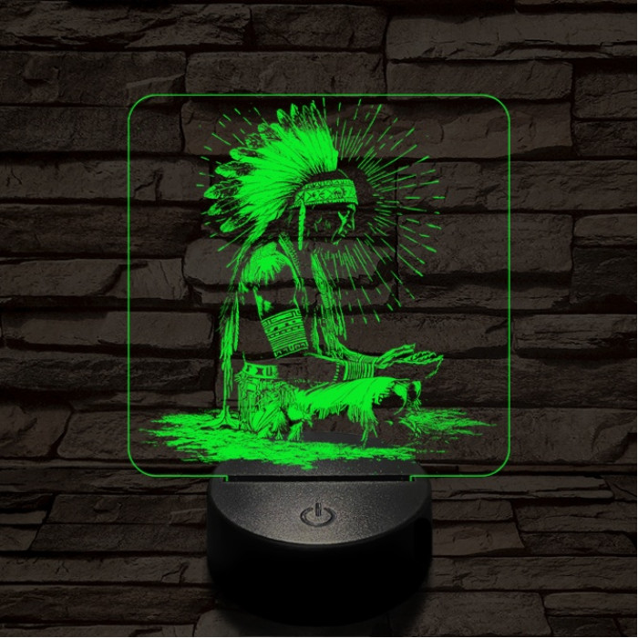 Indián rítus 7 színű  3D led lámpa