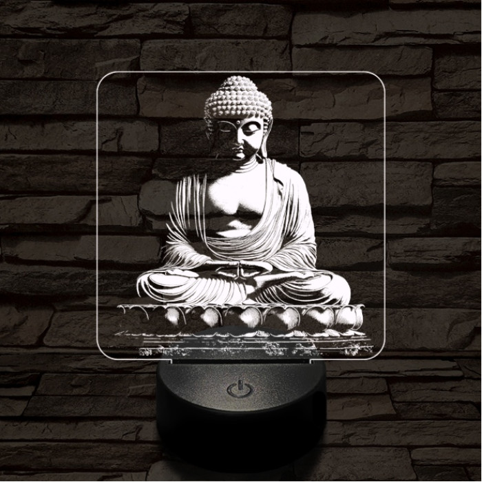 Buddha szobor 7 színű  3D led lámpa