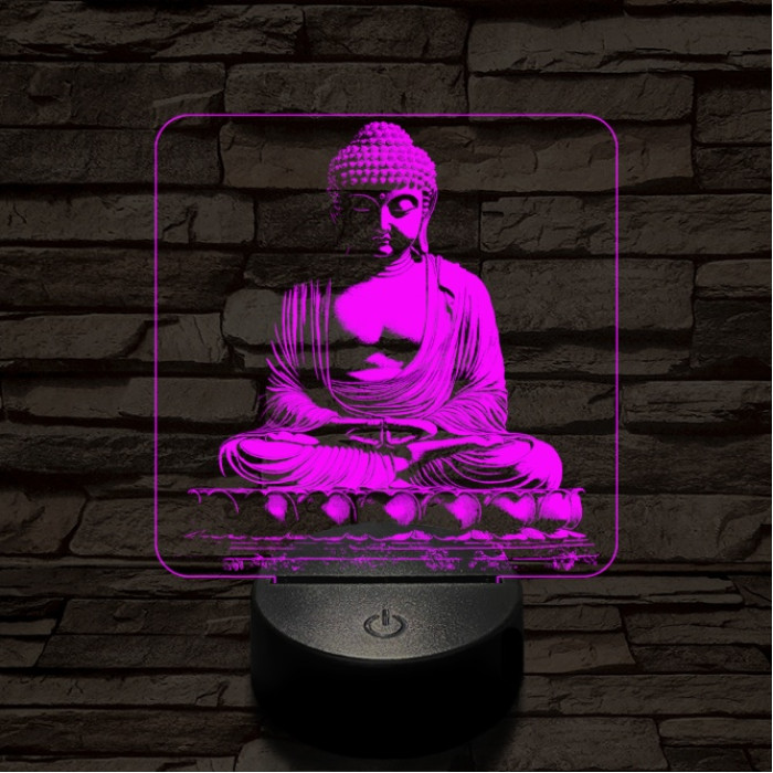 Buddha szobor 7 színű  3D led lámpa