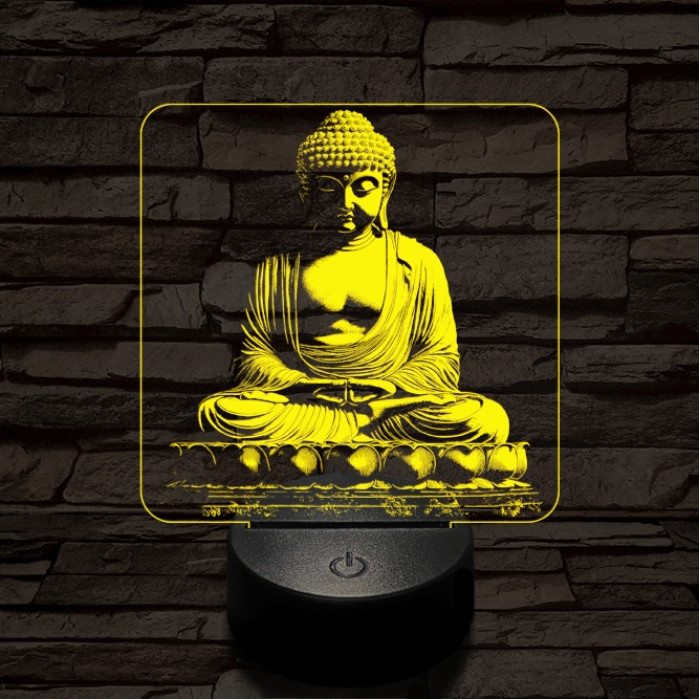 Buddha szobor 7 színű  3D led lámpa