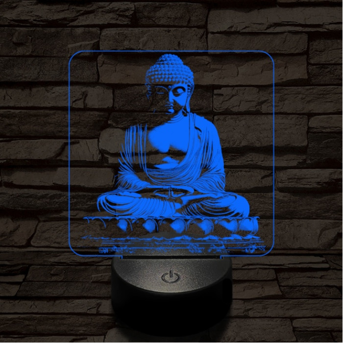Buddha szobor 7 színű  3D led lámpa