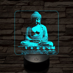 Buddha szobor 7 színű  3D led lámpa