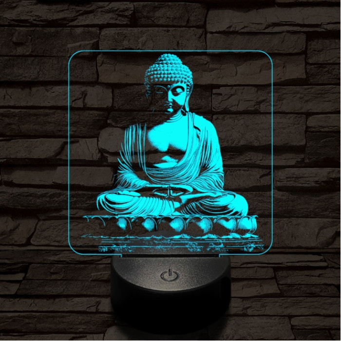 Buddha szobor 7 színű  3D led lámpa