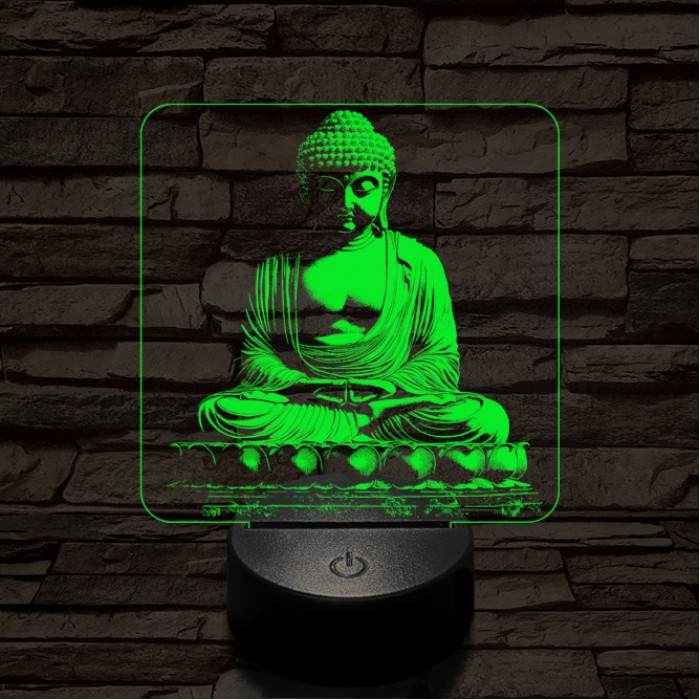 Buddha szobor 7 színű  3D led lámpa