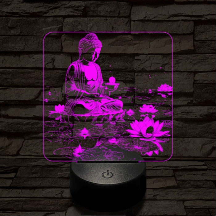 Buddha  fénye 7 színű  3D led lámpa