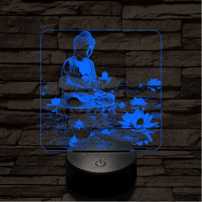 Buddha  fénye 7 színű  3D led lámpa