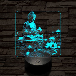 Buddha  fénye 7 színű  3D led lámpa